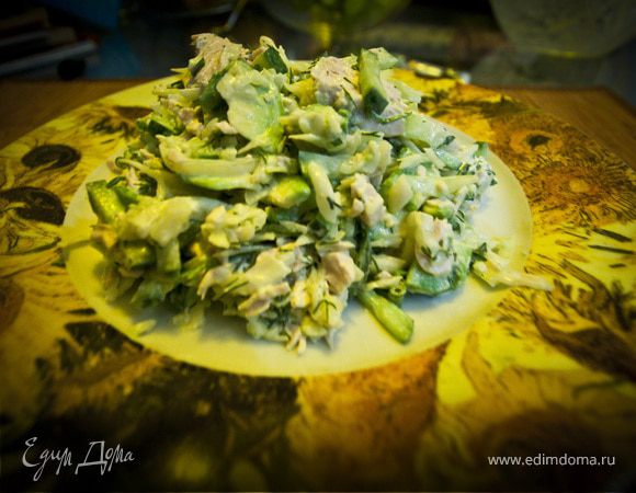 Легкий салатик с авокадо и мясом индейки