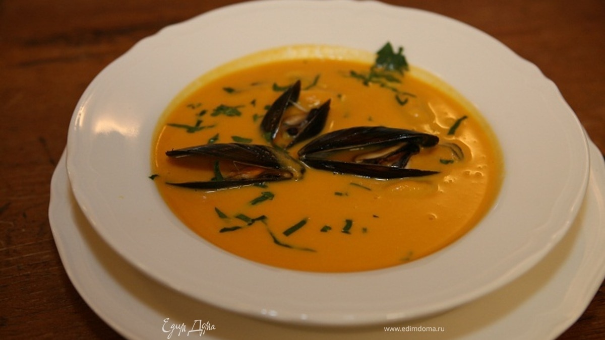 Тыквенный суп с мидиями