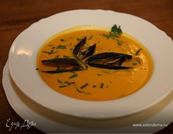 Тыквенный суп с мидиями