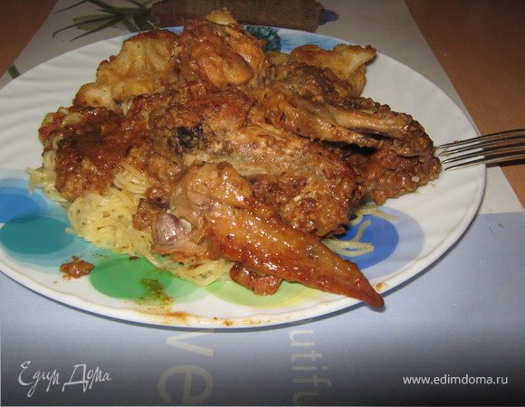 Крылышки в арахисово-сливочном соусе