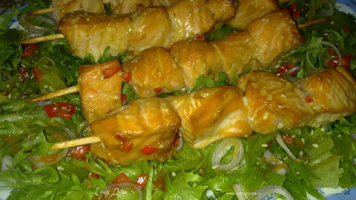 Шашлычок из лосося в меду