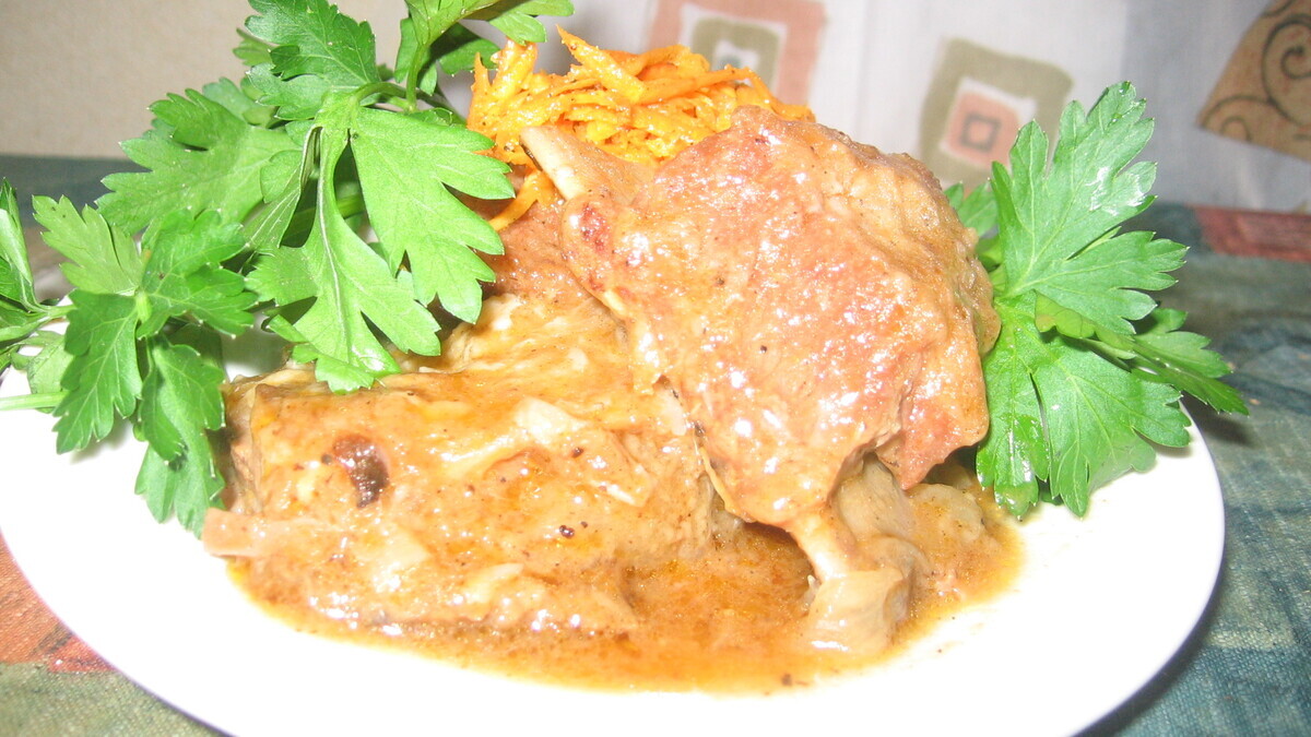 Телячьи ребрышки в абрикосовой глазури