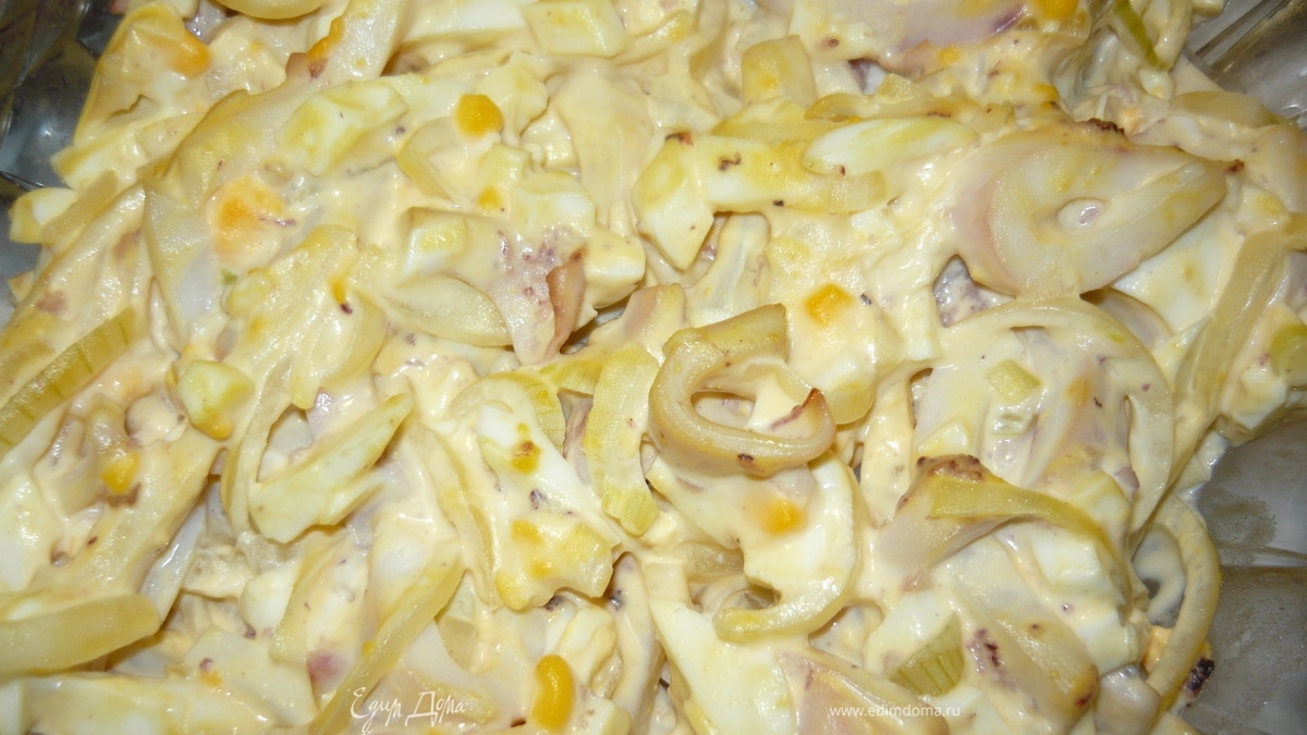 Салат из кальмаров "Проще не бывает"