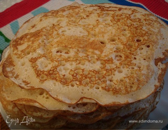 Тонкие блины на дрожжах и молоке