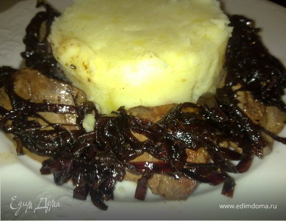 Куриная печень с луком бальзамико