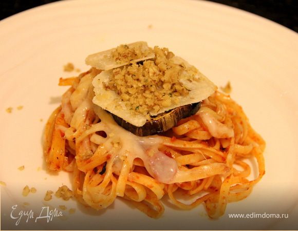 Тимбаллини из спагетти с баклажанами