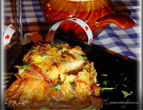 Рыба в горшочках, запеченная в омлете