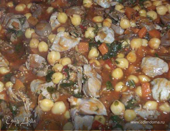 Жаркое из куриных потрoшков с горохом нут Жаркое из куриных потрoшков с горохом нут