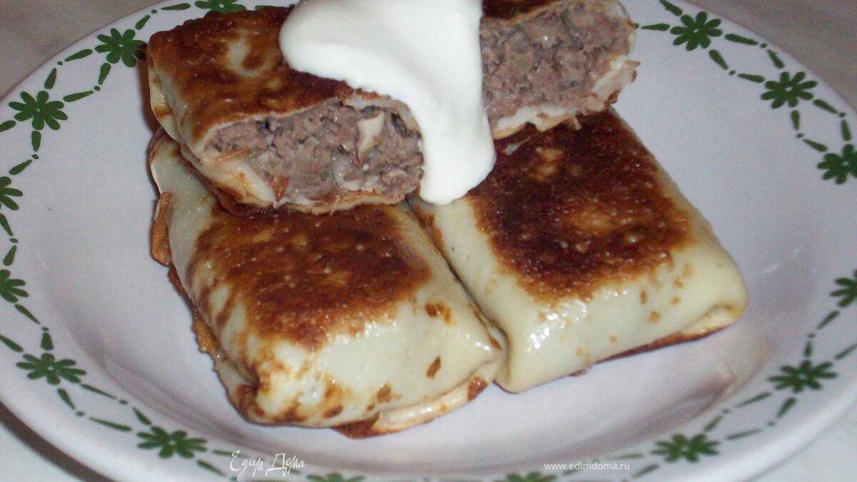 Блинчики с начинкой из куриных потрошков