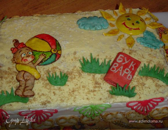 Детский торт с клубникой и малиной Детский торт с клубникой и малиной