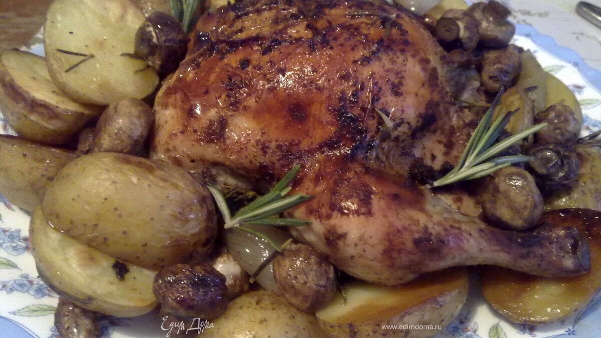 Курица в паприке с картофелем и грибами