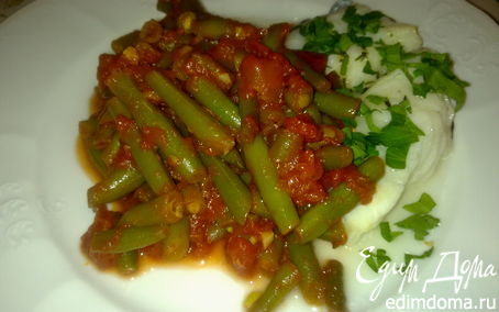 Рецепт Побеги фасоли с томатным соусом