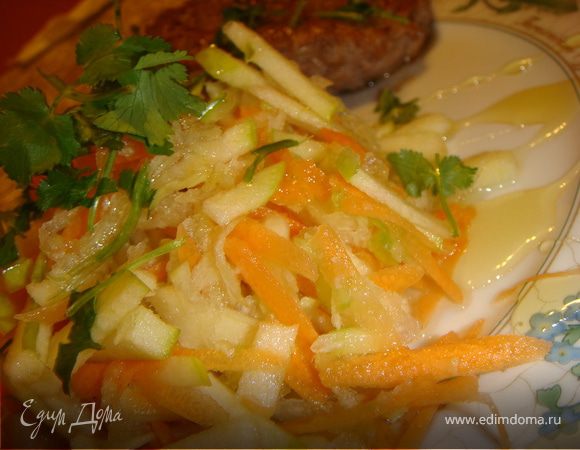 Салат из зеленой редьки с медом "Будем здоровы!" Салат из зеленой редьки с медом "Будем здоровы!"