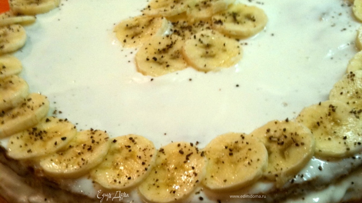 Овсяный торт с фруктами и суфле