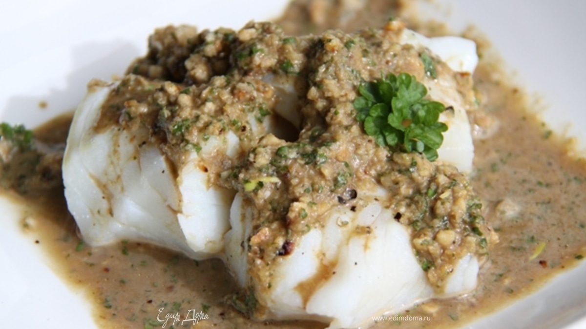 Треска под ореховым соусом! И 400 ккал в порции:-)