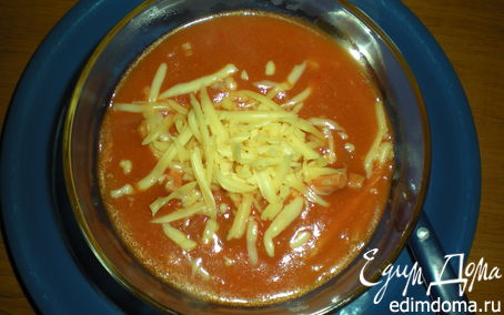 Рецепт Томатный суп с сыром и копченостями