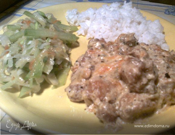 Грибочки во фритюре под сметанным соусом