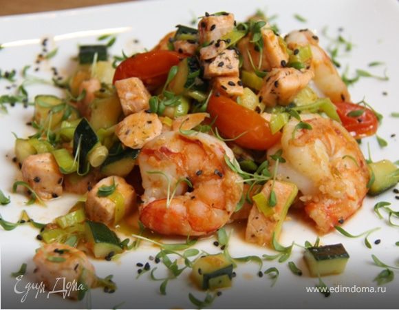Пикантные креветки с лососем и овощами! И 356 ккал в 1 порции:-) Пикантные креветки с лососем и овощами! И 356 ккал в 1 порции:-)