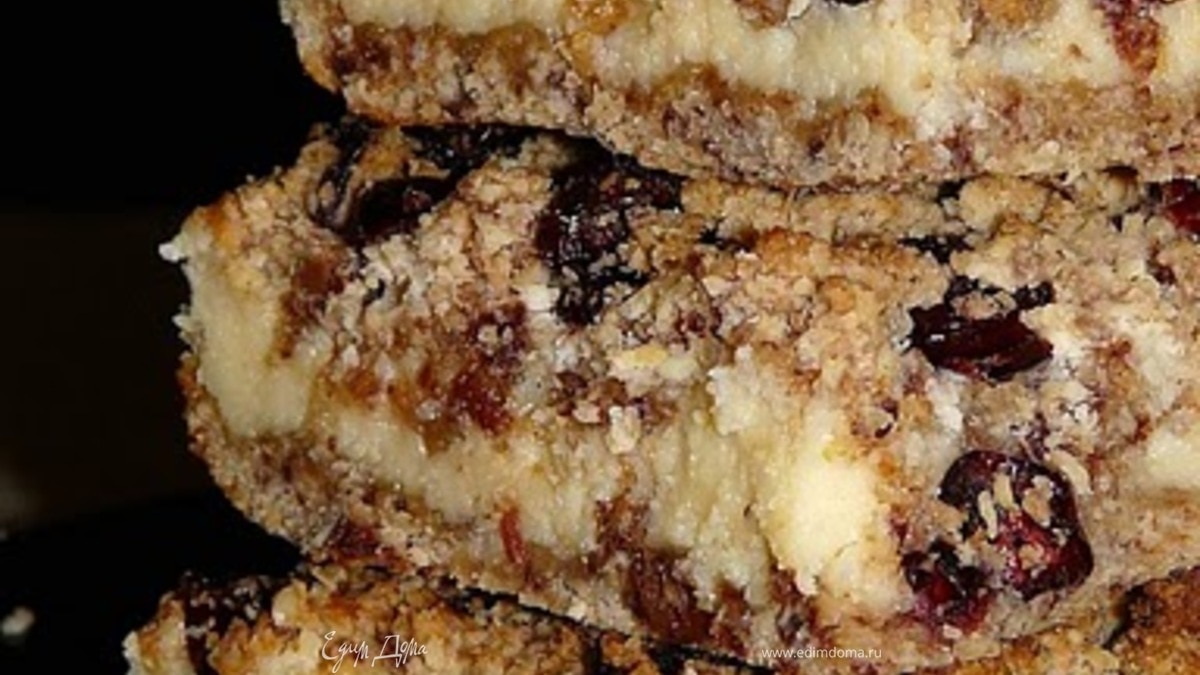 Овсяно-шоколадные квадраты с кремовой начинкой