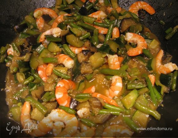 Овощи с креветками Овощи с креветками