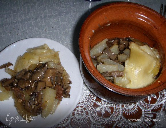 Мясо с грибами в горшочках Мясо с грибами в горшочках