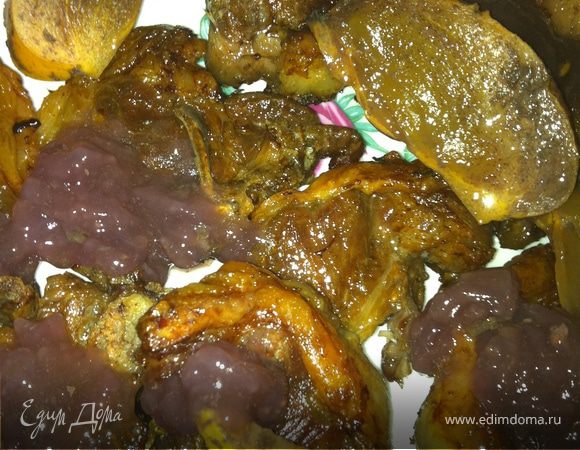 Баранья корейка с фруктами