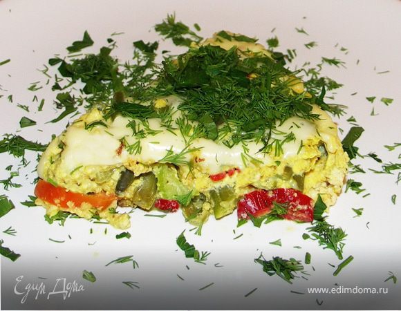 Сырный омлет со стручковой фасолью