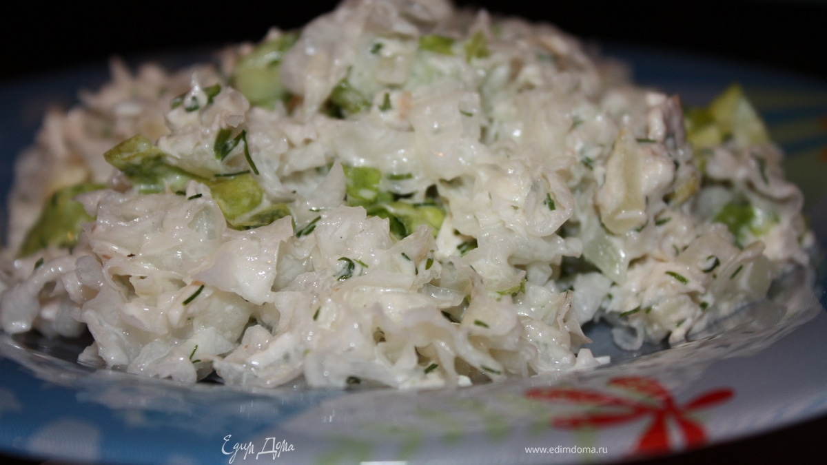 Салат из корейской закуски "белые гребешки"