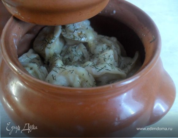 Пельмени в горшочке.