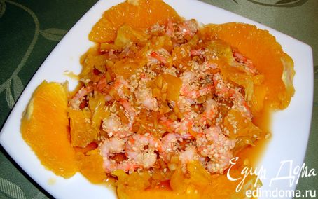 Рецепт Салат с креветками в кунжутном семени