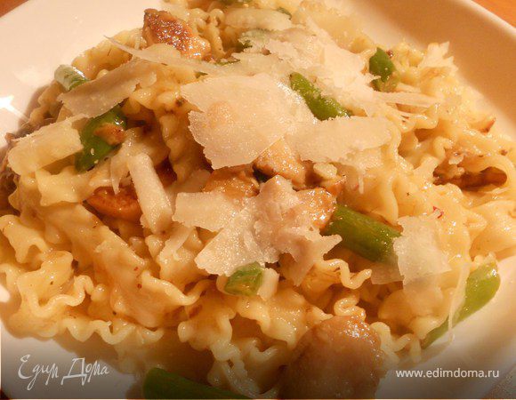 Паста с белыми грибами и стручковой фасолью