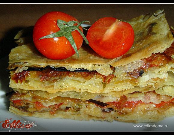 Пирог из лаваша с баклажанами, помидорами, грибами и сыром Пирог из лаваша с баклажанами, помидорами, грибами и сыром