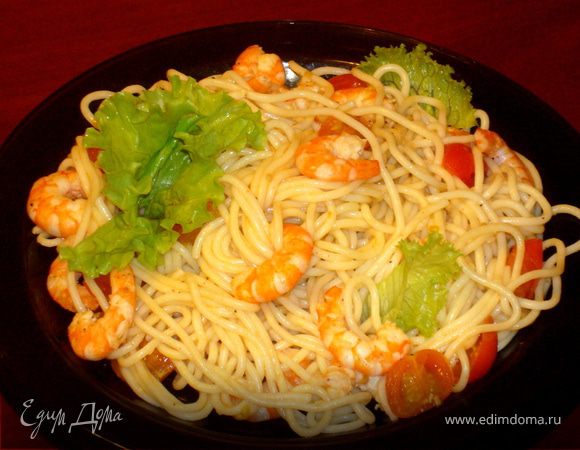Спагетти с креветками