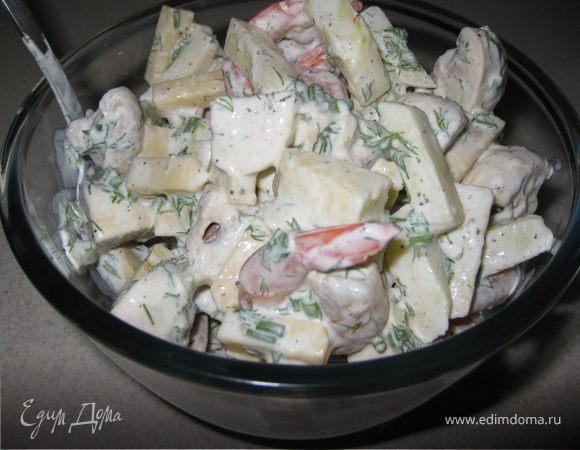 Салат с креветками и яблоком (Salad with shrimps &amp; apple)