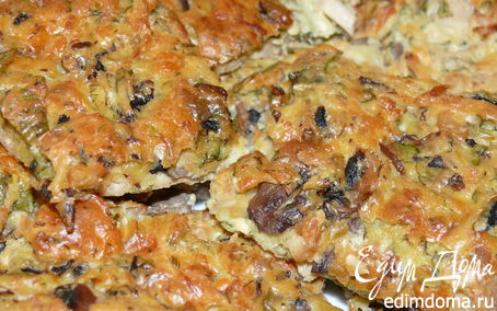 Рецепт Закусочный заварной пирог с грибами и курицей