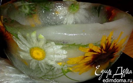 Рецепт Ледяная чаша с живыми цветами