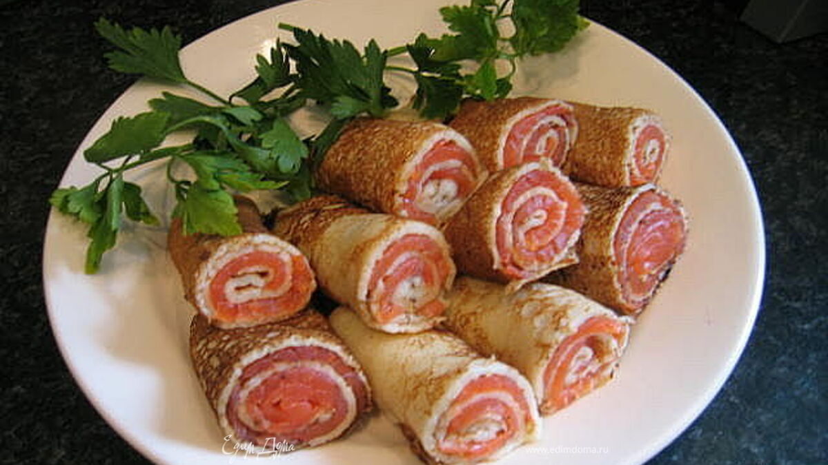 Блинчики с сёмгой.