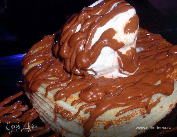 Манные блины с шоколадом к Масленице