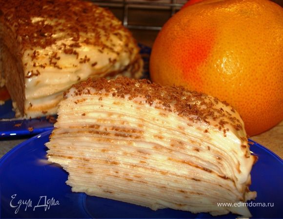 Блинный торт с лимонным кремом на Масленицу