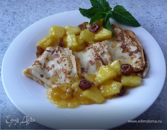 Миндальные блинчики с компотом из ананаса, фиников и ванили (разумеется, к Масленице ;-) Миндальные блинчики с компотом из ананаса, фиников и ванили (разумеется, к Масленице ;-)