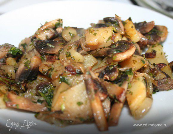 Картофель с грибами (постное блюдо)