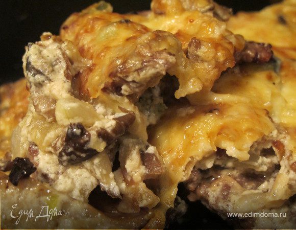 Говядина с вешенками и шалфеем под сливочным соусом