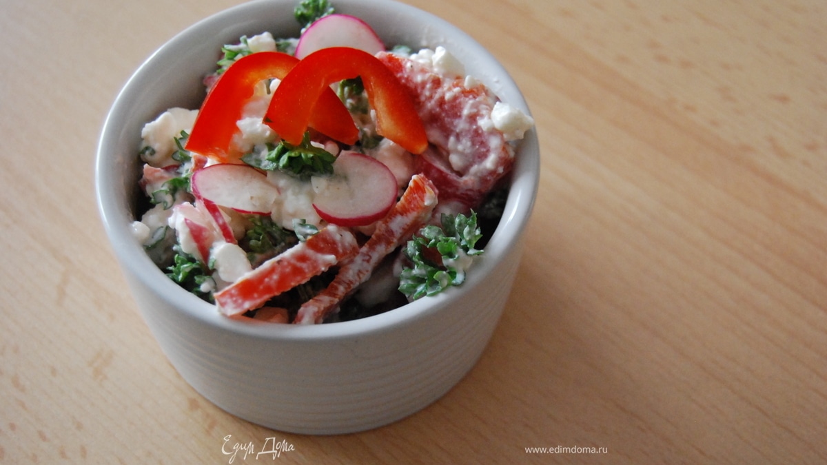 Польский салат с творогом