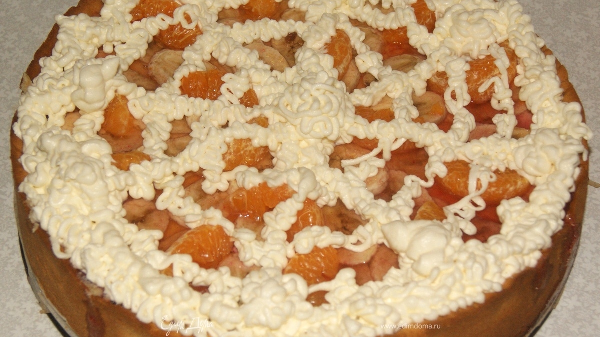 Нежный пирог с творогом и фруктами!!!!