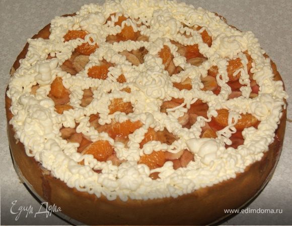 Нежный пирог с творогом и фруктами!!!!