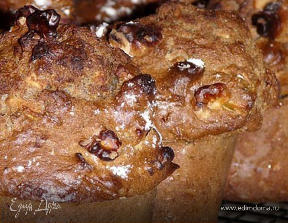 Цельнозерновые маффины с яблоком и орехами 