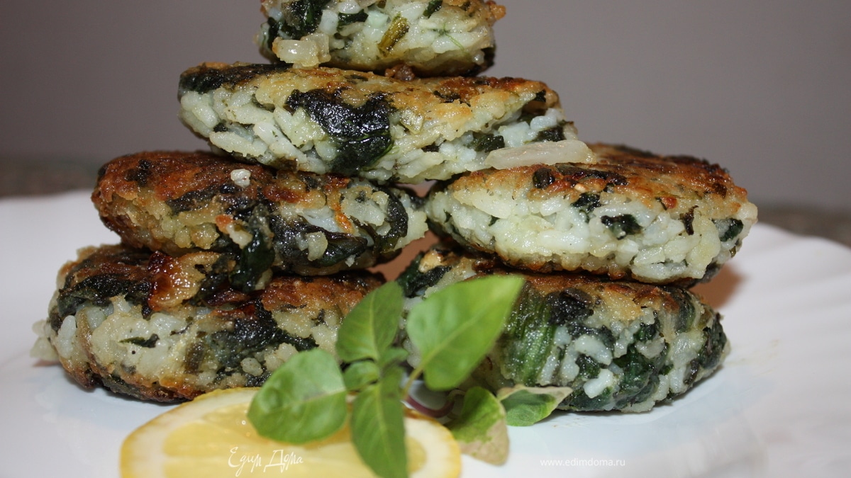 Рисовые котлеты со шпинатом