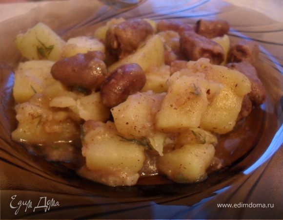 Бланкет с куриными сердечками. Бланкет с куриными сердечками.