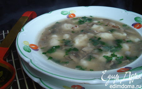 Рецепт Гречневый суп с картофельными клёцками и шампиньонами