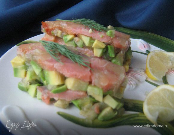 Террин из авокадо и красной рыбы